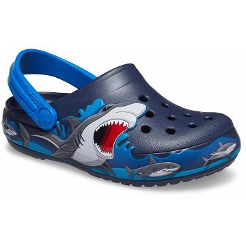 Crocs Fun Lab Shark Lights Boys' Clogs Navy | Australia 1430MQZA